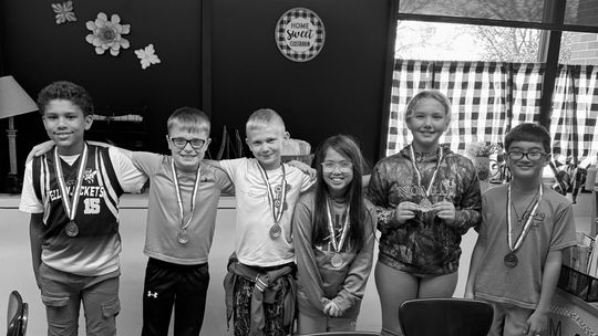 These members of the Meadow View grade class earned the most points to be on the Accelerated Reading podium