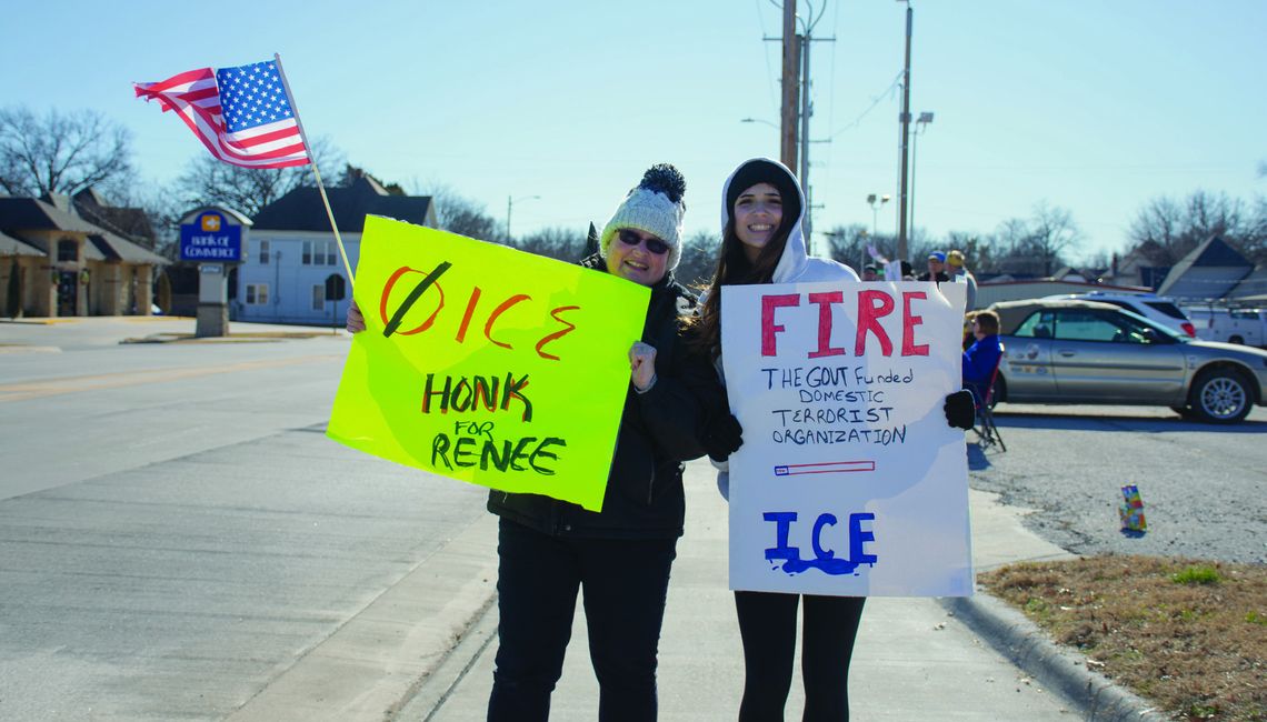 Dozens of area protesters speak out against ICE after Minneapolis shooting